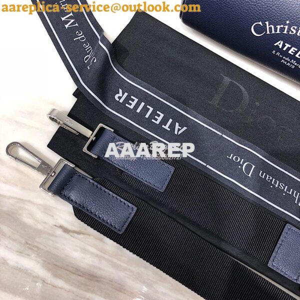 Replica Dior Navy Blue Grained Calfskin "Roller" Pouch With "Atelier" 8