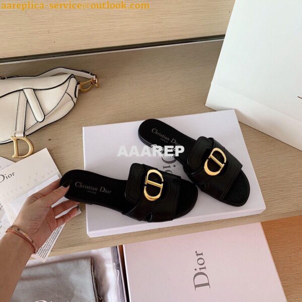 Replica Dior 30 Montaigne Mule Black Calfskin KCQ266 5