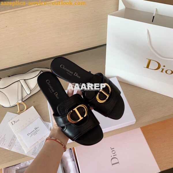 Replica Dior 30 Montaigne Mule Black Calfskin KCQ266 9