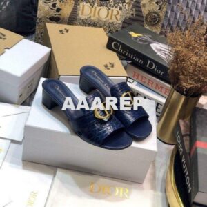 Replica Dior 81177 Dior 30 Montaigne Flat Thong Sandals Calfskin Navy Blue