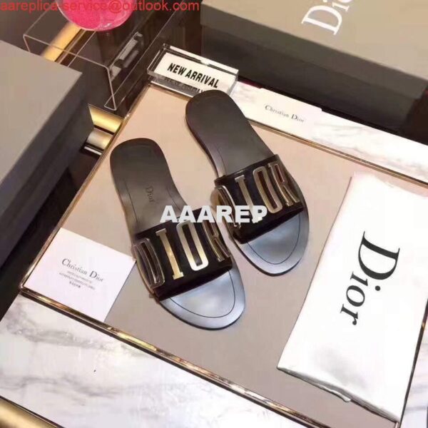 Replica Dior 81178 Dior Letter slippers Sandals White Black logo 6