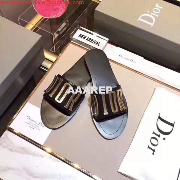 Replica Dior 81178 Dior Letter slippers Sandals White Black logo 7