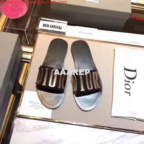 Replica Dior 81178 Dior Letter slippers Sandals White Black logo 7