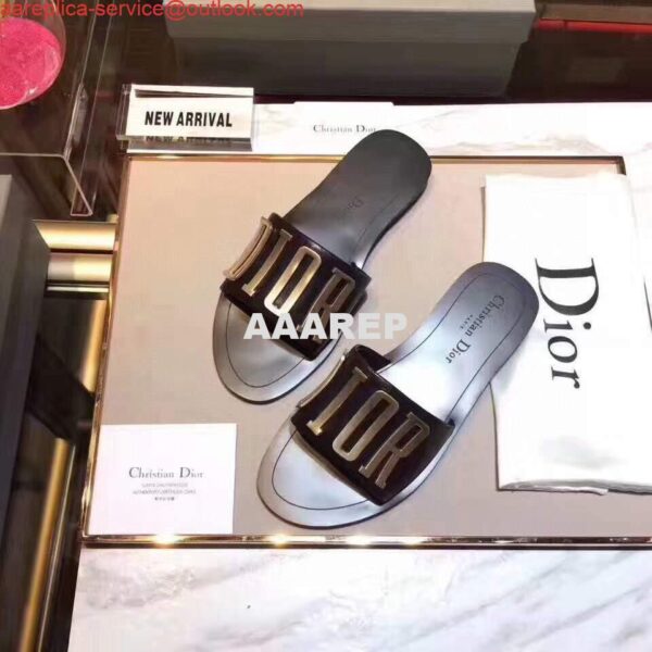 Replica Dior 81178 Dior Letter slippers Sandals White Black logo 8