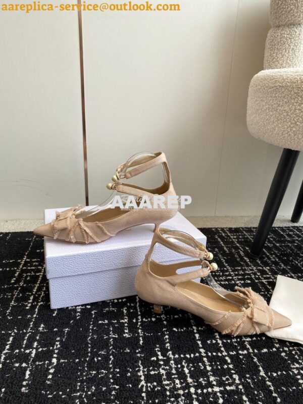 Replica Dior Adiorable Pump Fringed Grosgrain KDV199G Beige 8