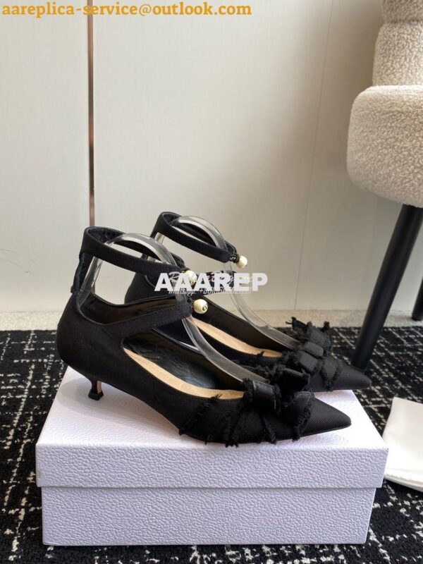 Replica Dior Adiorable Pump Fringed Grosgrain KDV199G Black 3