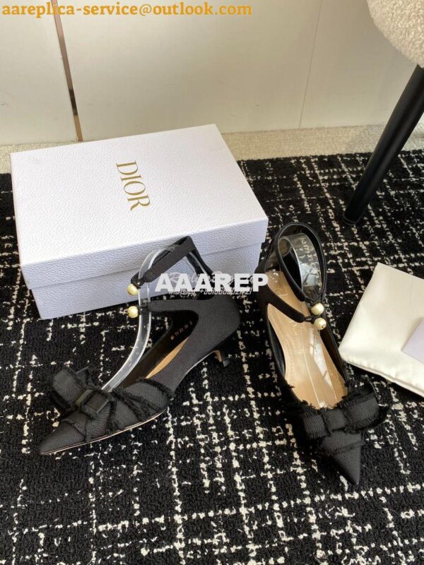 Replica Dior Adiorable Pump Fringed Grosgrain KDV199G Black 9