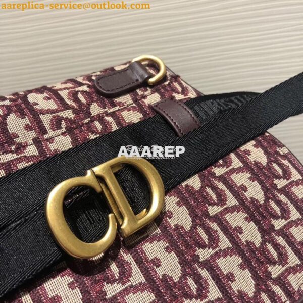 Replica Dior Oblique Saddle Belt Bag Burgundy S5632 8