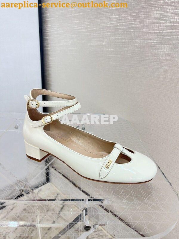 Replica Dior Aime Ballet Pump White Patent Calfskin KCB805 9