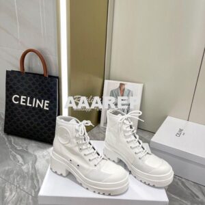 Replica Dior D-Rise Ankle Boot White Technical Fabric and Calfskin KCI