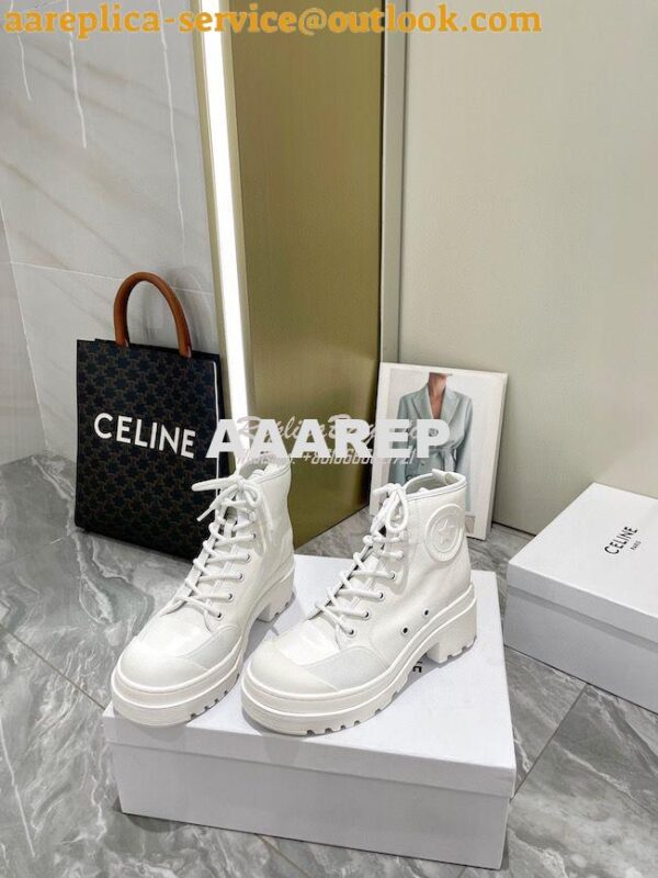 Replica Dior D-Rise Ankle Boot White Technical Fabric and Calfskin KCI 5