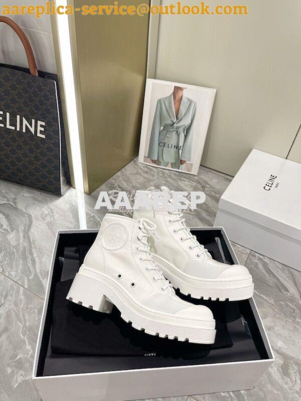 Replica Dior D-Rise Ankle Boot White Technical Fabric and Calfskin KCI 6