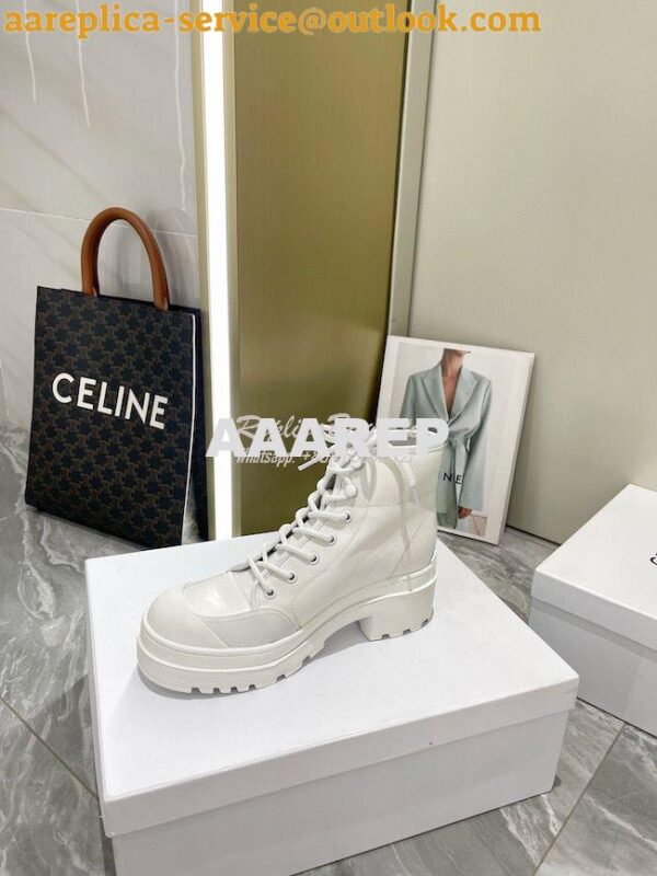 Replica Dior D-Rise Ankle Boot White Technical Fabric and Calfskin KCI 10