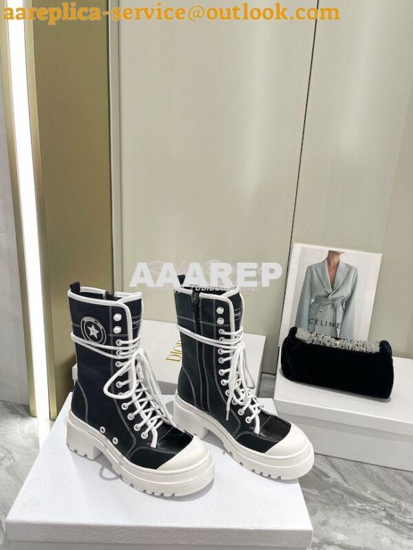 Replica Dior D-Rise Boot Black Technical Fabric and Calfskin KCI768 5