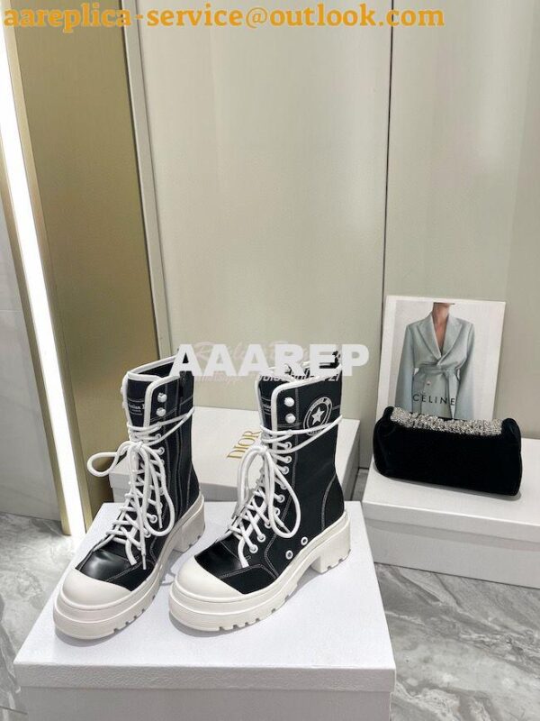 Replica Dior D-Rise Boot Black Technical Fabric and Calfskin KCI768 6