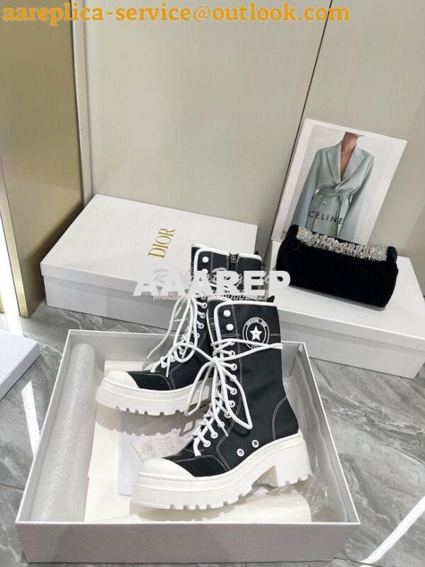 Replica Dior D-Rise Boot Black Technical Fabric and Calfskin KCI768 7