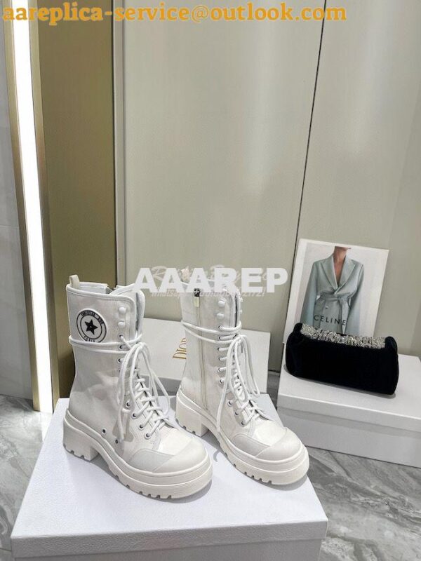 Replica Dior D-Rise Boot White Technical Fabric and Calfskin KCI768 4