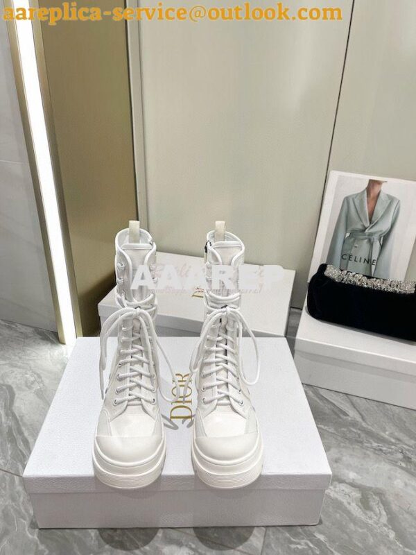 Replica Dior D-Rise Boot White Technical Fabric and Calfskin KCI768 5