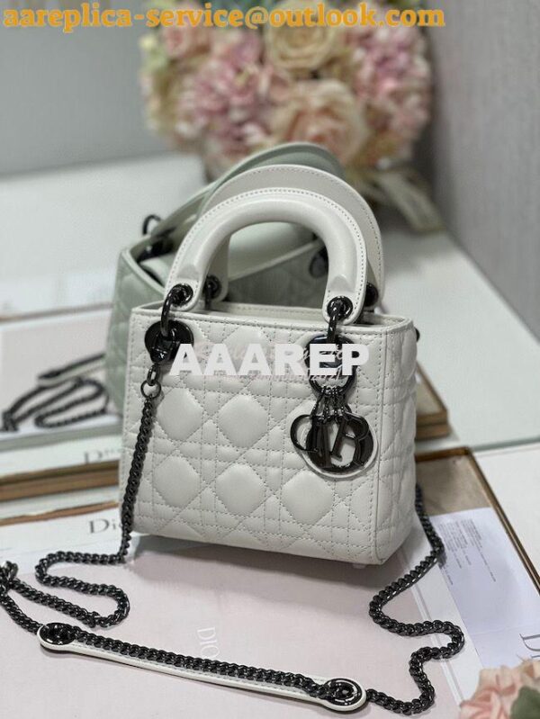 Replica Dior Quilted Latte Lambskin Leather Mini Lady Dior Bag with Ru 4