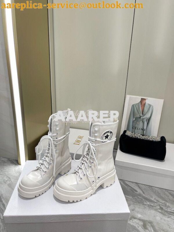 Replica Dior D-Rise Boot White Technical Fabric and Calfskin KCI768 6