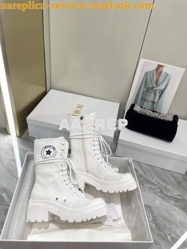 Replica Dior D-Rise Boot White Technical Fabric and Calfskin KCI768 7