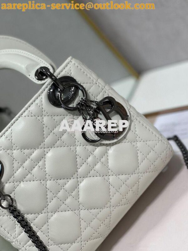 Replica Dior Quilted Latte Lambskin Leather Mini Lady Dior Bag with Ru 6