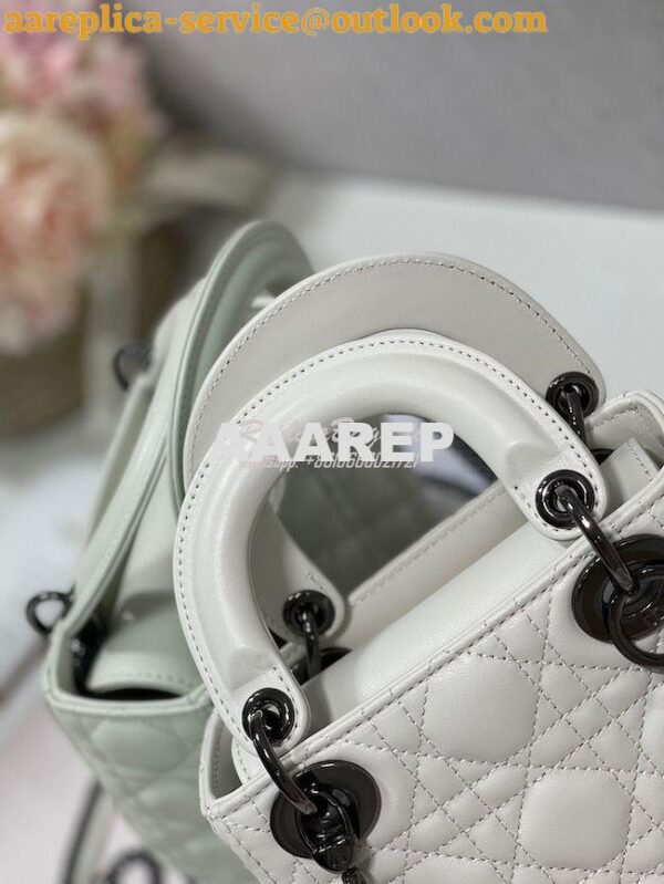 Replica Dior Quilted Latte Lambskin Leather Mini Lady Dior Bag with Ru 7