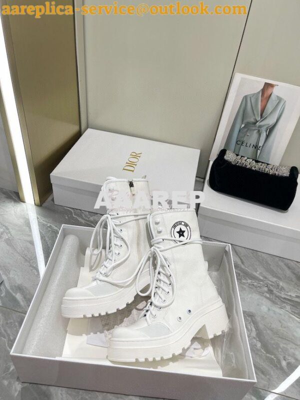 Replica Dior D-Rise Boot White Technical Fabric and Calfskin KCI768 9