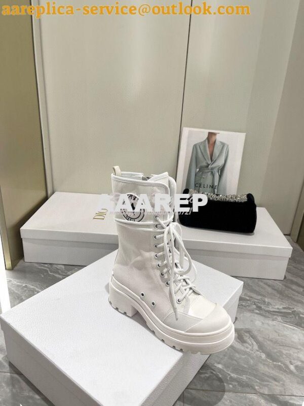 Replica Dior D-Rise Boot White Technical Fabric and Calfskin KCI768 10