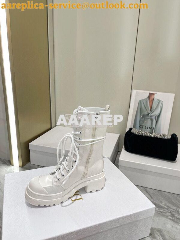 Replica Dior D-Rise Boot White Technical Fabric and Calfskin KCI768 12