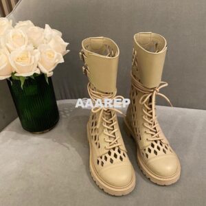 Replica Dior D-Trap Ankle Boot Beige Matte Calfskin KDI601 2