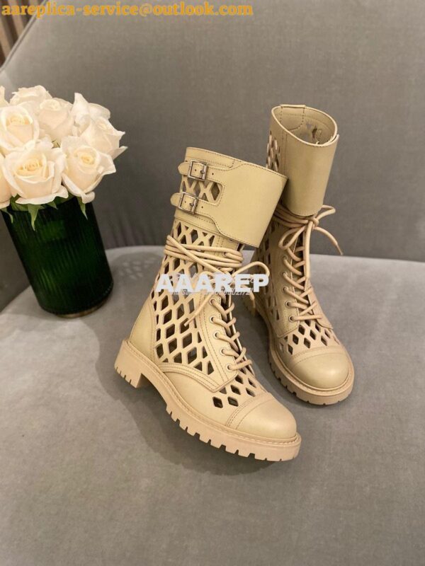 Replica Dior D-Trap Ankle Boot Beige Matte Calfskin KDI601 5