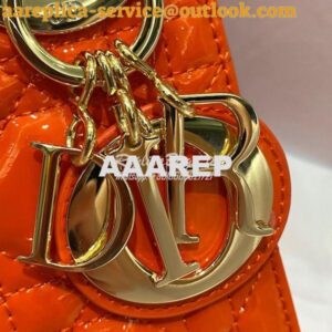 Replica Dior Quilted Orange Patent Leather Mini Lady Dior Bag 2