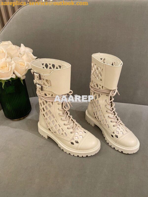 Replica Dior D-Trap Ankle Boot White Matte Calfskin KDI601 2