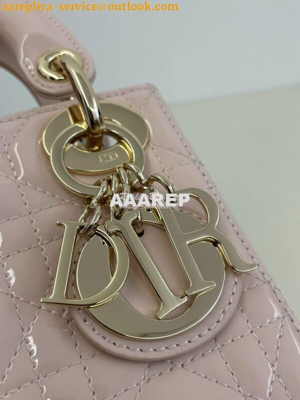 Replica Dior Quilted Powder Pink Patent Leather Mini Lady Dior Bag 5