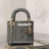 Replica Dior Quilted Steel Grey Lambskin Leather Mini Lady Dior Bag wi