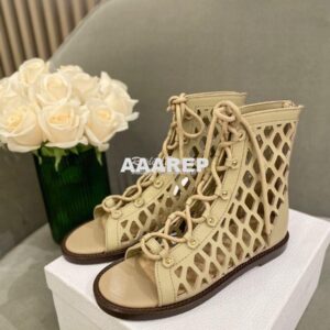 Replica Dior D-Trap Sandals Beige Matte Calfskin KCQ489