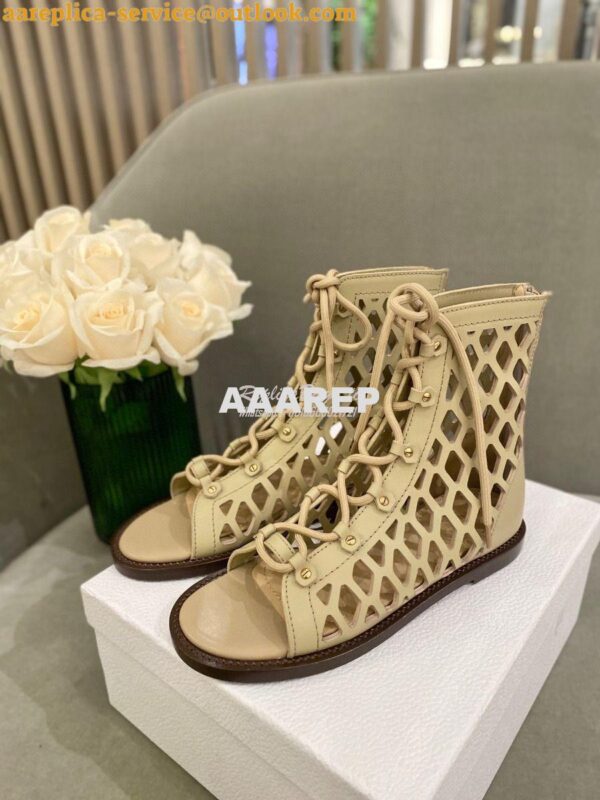 Replica Dior D-Trap Sandals Beige Matte Calfskin KCQ489 3