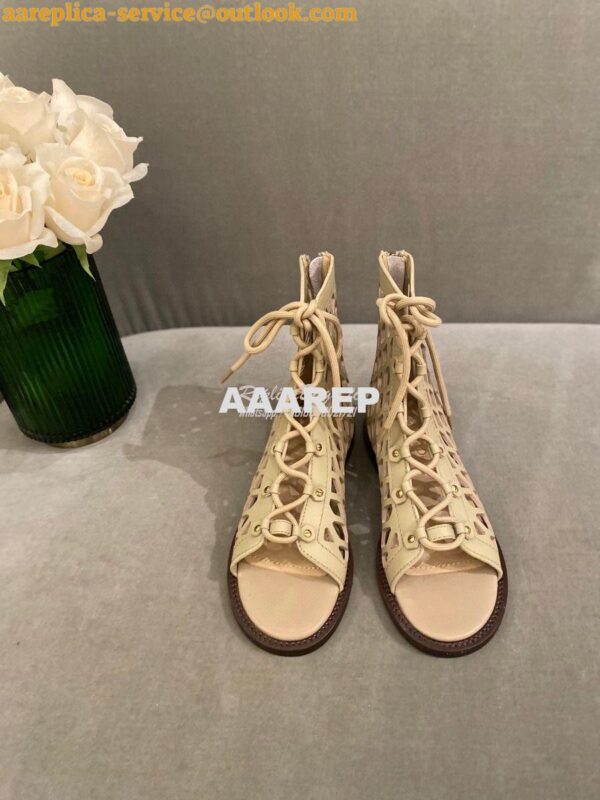 Replica Dior D-Trap Sandals Beige Matte Calfskin KCQ489 4