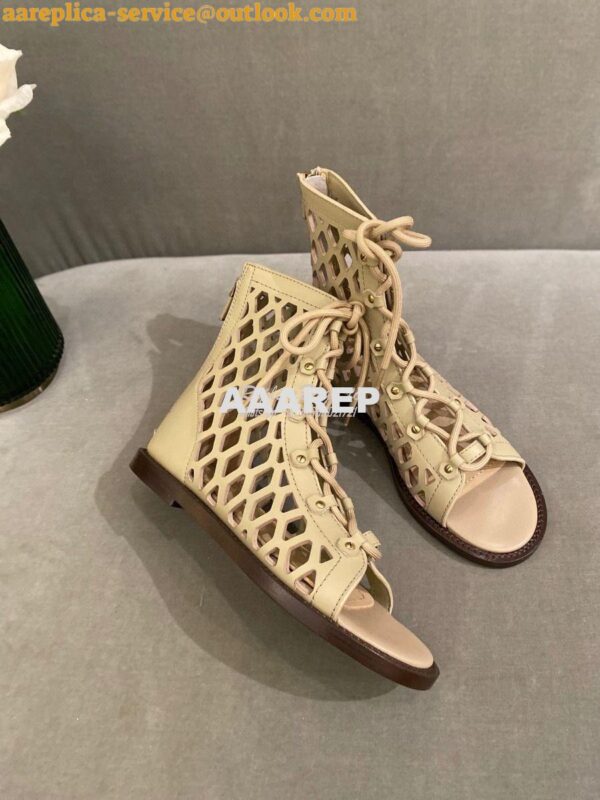 Replica Dior D-Trap Sandals Beige Matte Calfskin KCQ489 6