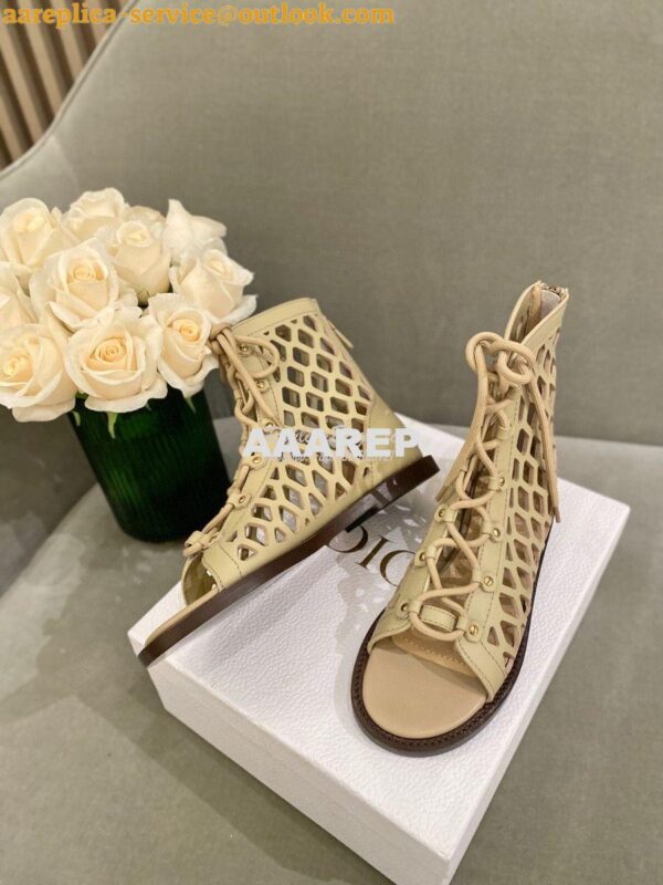 Replica Dior D-Trap Sandals Beige Matte Calfskin KCQ489 7