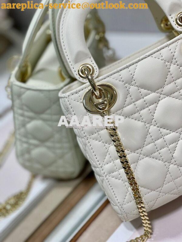 Replica Dior Quilted White Lambskin Leather Mini Lady Dior Bag 9