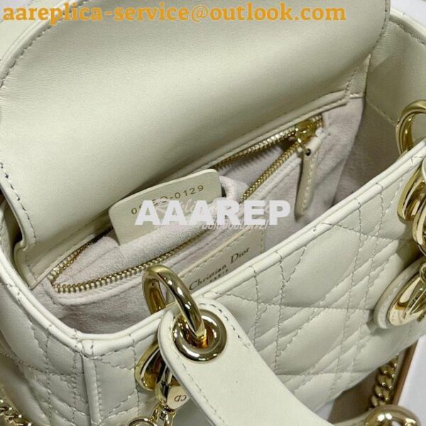 Replica Dior Quilted White Lambskin Leather Mini Lady Dior Bag 14