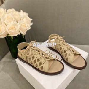 Replica Dior D-Trap Sandals Beige Matte Calfskin KCQ510 2