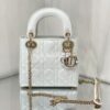 Replica Dior Quilted White Lambskin Leather Mini Lady Dior Bag