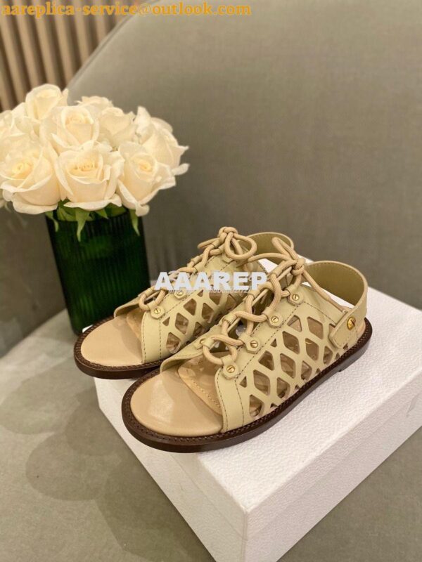 Replica Dior D-Trap Sandals Beige Matte Calfskin KCQ510 6