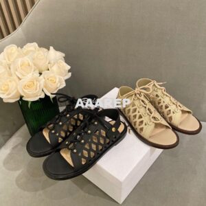 Replica Dior D-Trap Sandals Black Matte Calfskin KCQ510