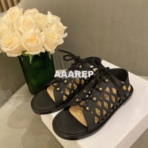 Replica Dior D-Trap Sandals Black Matte Calfskin KCQ510 2