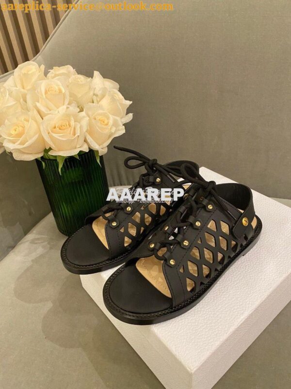 Replica Dior D-Trap Sandals Black Matte Calfskin KCQ510 4