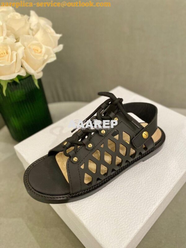 Replica Dior D-Trap Sandals Black Matte Calfskin KCQ510 7